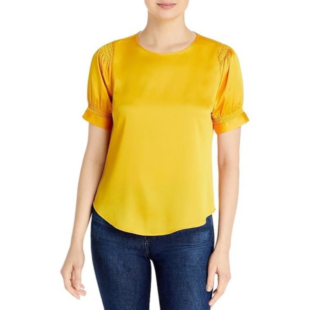 Karl Lagerfeld Satin Blouse in Gold, Size XL NEW w/Tag